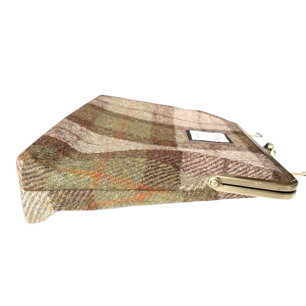 Harris Tweed green and brown check large kisslock clutch bag by  kimberleymac - Picture 10 of 14